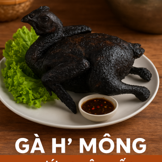 Gà H’Mông đen tuyền – giống gà đặc sản Tây Bắc, thịt chắc khỏe, bổ dưỡng và giàu giá trị dinh dưỡng."
